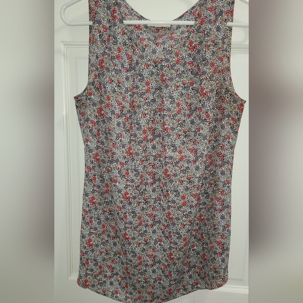 LOFT Floral Tank Top - Gray And Red